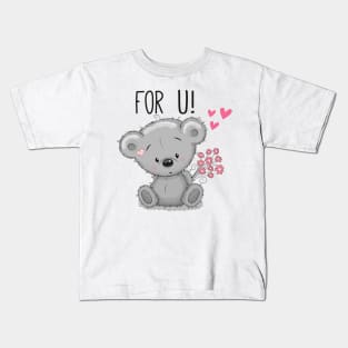 Cute teddy bear with flowers. Kids T-Shirt